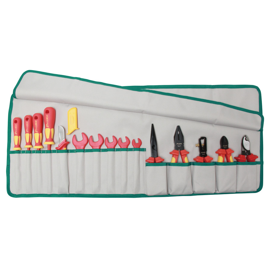 VDE1KV高压绝缘卷袋工具宝工15件电力维护套装手钳电缆钳开口扳手