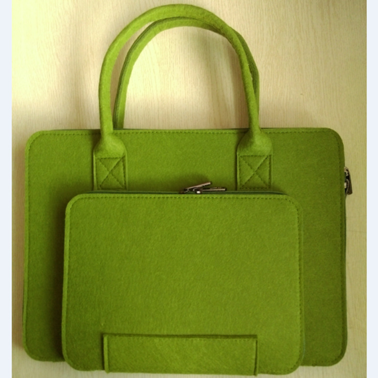 批发电脑包时尚新款多功能双拉链手提平板毛毡包笔记本电脑包