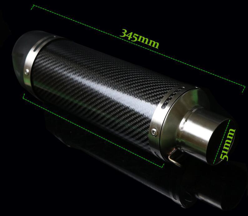 Motorcycle modified exhaust pipe carbon fiber with muffler rubber head high temperature exhaust
