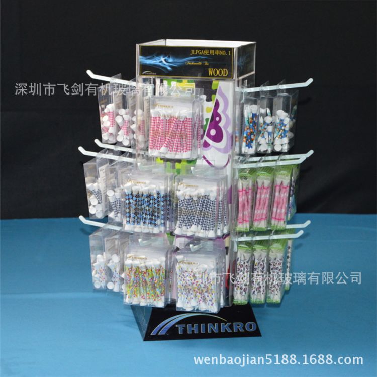 360度旋转带挂钩的绘画笔展示架有UV宣传画有机玻璃黑色材料