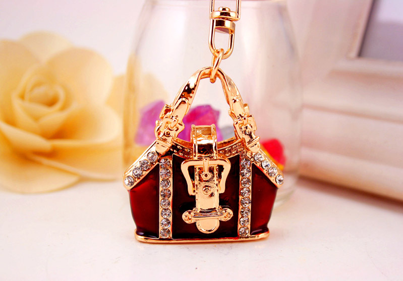 54g Weight Alloy, Metal Material Unisex Gender Purple, Red, Blue Color Creative Handbag Shape Key Chain 9