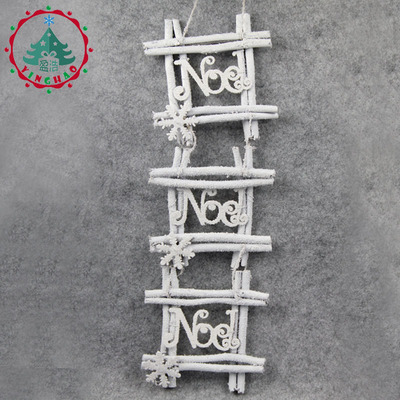 盈浩木框吊件圣诞节装饰品人造白色仿真雪花圣诞节藤礼品挂饰|ms