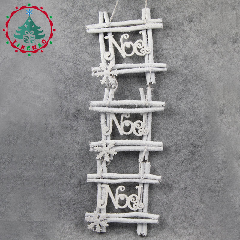 盈浩木框吊件圣诞节装饰品人造白色仿真雪花圣诞节藤礼品挂饰|ms