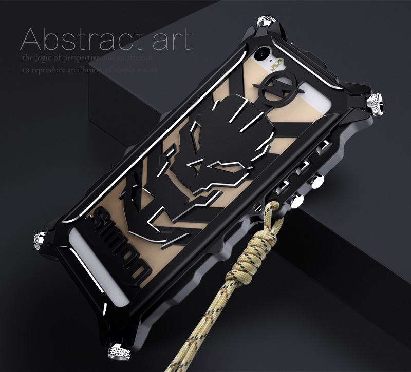 SIMON Mechanical Arm Skull Punk Premium Aluminum Metal Bumper Shockproof Case Cover for Apple iPhone SE/5S/5