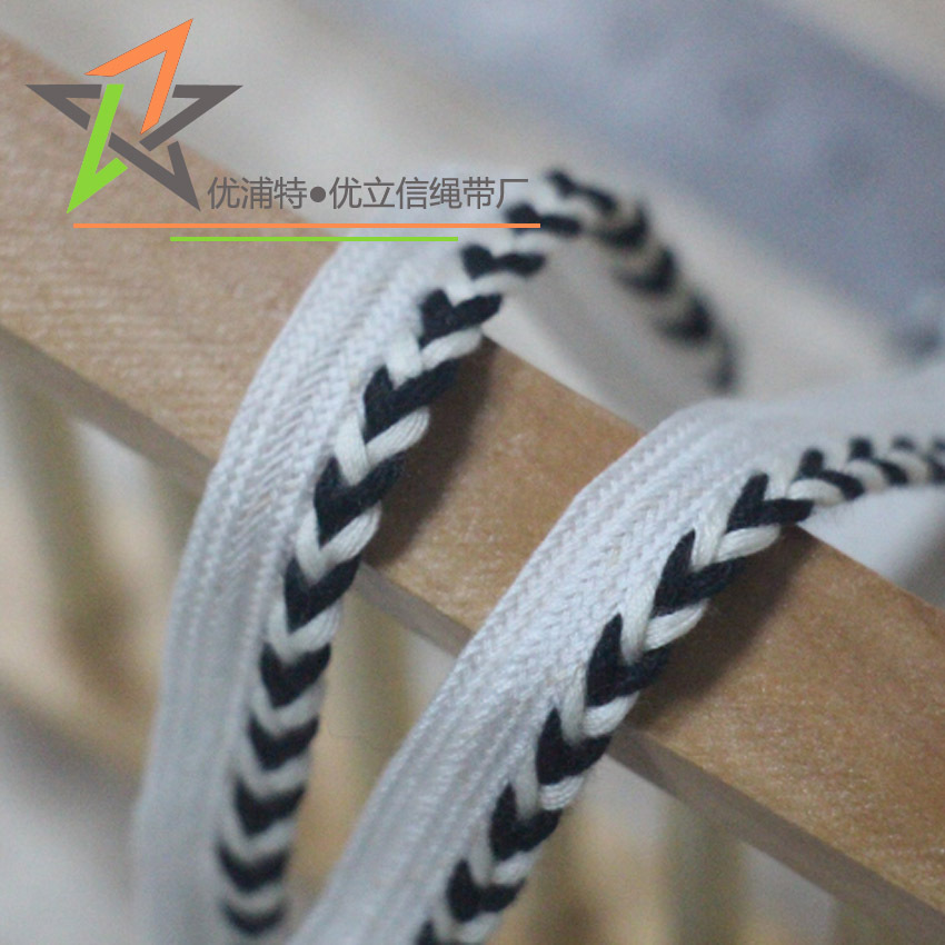 13mm黑白pp线字母带 1.3cm辫子花边带 服装辅料 家纺装饰带