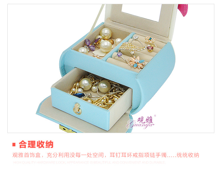 New Carrying Belt Jewelry Box Bracelet Packaging Box Leather Three-layer Jewelry Box display picture 2