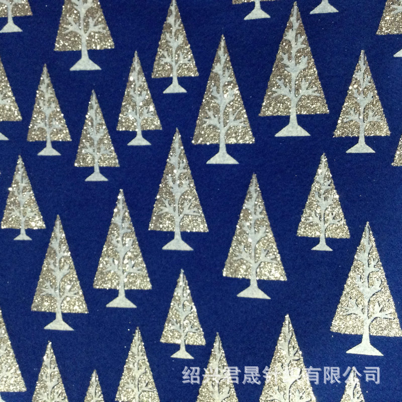 装饰布料单面绒烫金布压花面料 单面绒涤纶印花 针织纬编提花面料