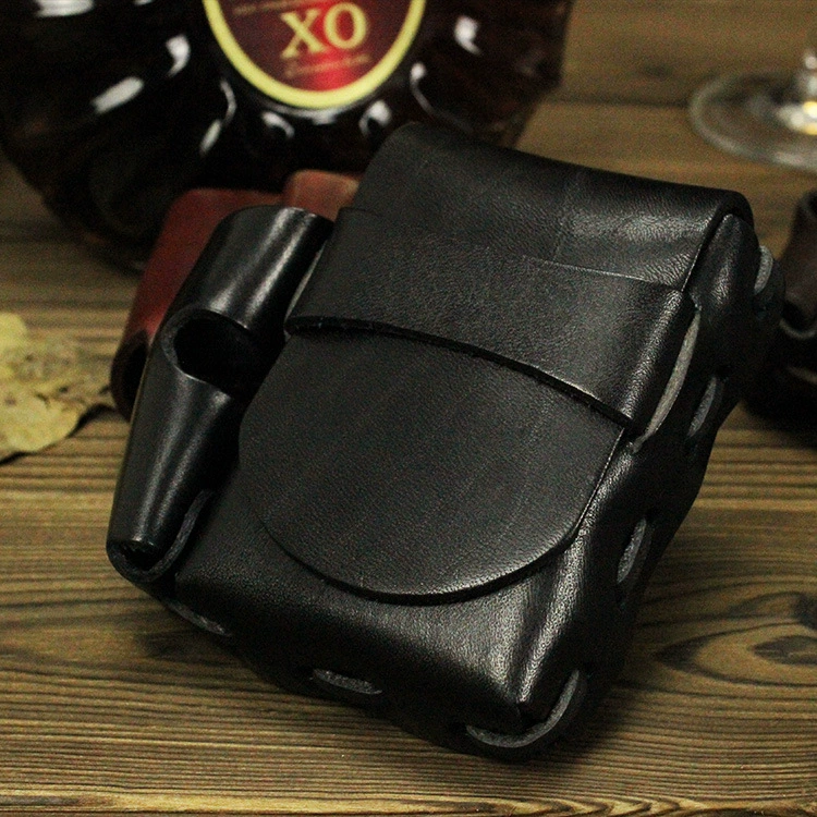 Retro зажигалка фабричная, кожаный чехол handmade, ремень, Италия