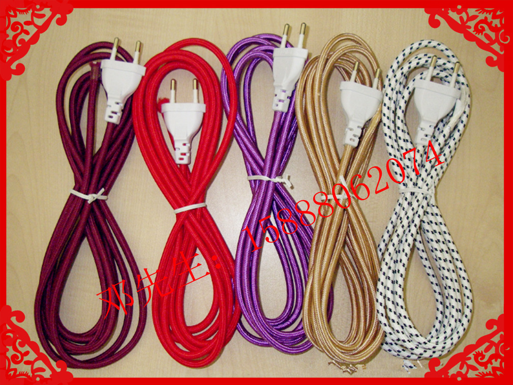 【编织线厂家】定制生产世界各国花布线/编织线 电源插头编织线