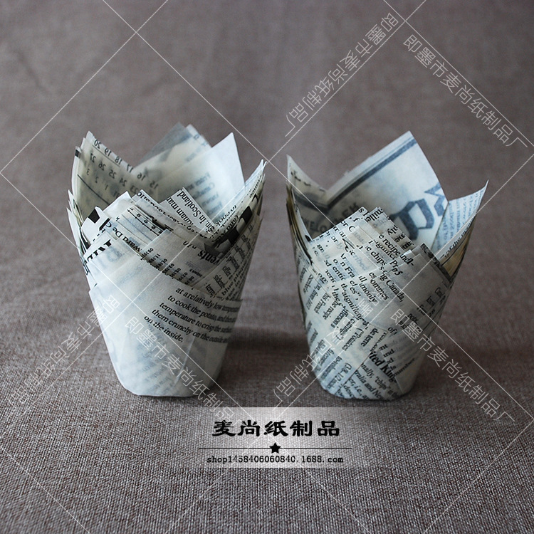Periódico tulipán taza de papel hornear pastel taza de papel Cupcake muffin taza de papel pan titular de la taza de papel titular de la torta
