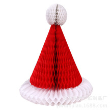 热销蜂窝圣诞帽球圣诞树装饰用品纸花蜂巢灯笼纸球批发礼品