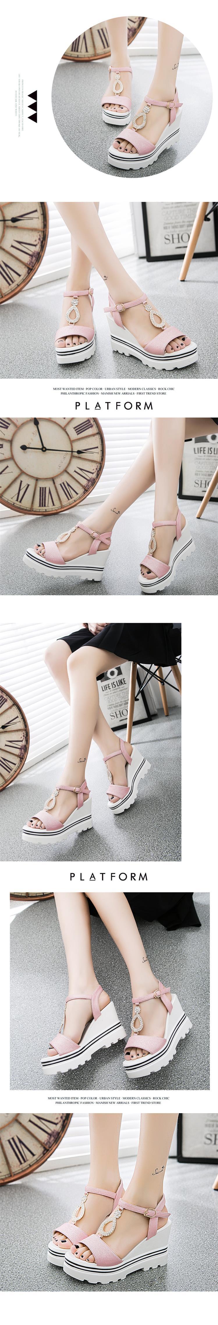 2016年夏季新款韓版休閒魚嘴高跟低幫松糕鞋Z181