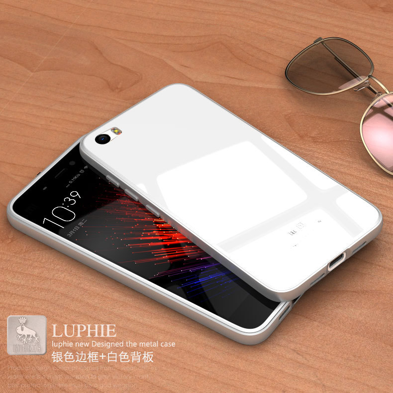 Luphie Aircraft Aluminum Metal Frame 9H Tempered Glass Back Cover Case for Xiaomi Mi 5