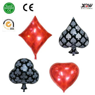 新款扑克牌气球 扑克铝膜气球 赌场气球批发 梅花铝箔球