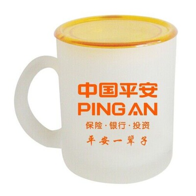 厂家直销定制磨砂广告杯子带把带盖玻璃杯开业小礼品杯免费印LOGO|ms