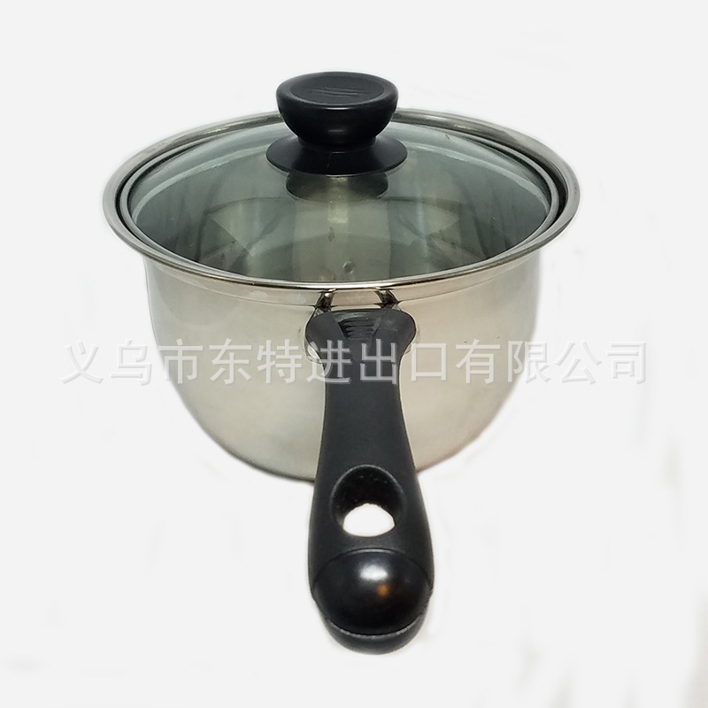 Factory direct sales of stainless steel milk pot three-piece set, Korean-style glass lid gift pot, single-handle multi-functional milk pot detail image 10