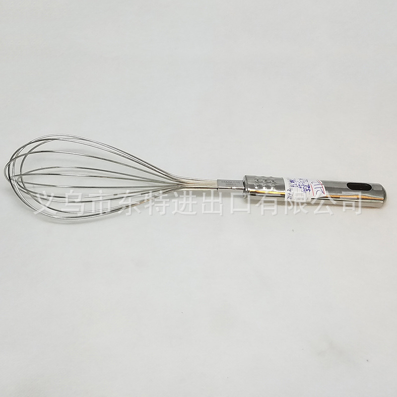 Factory direct sales of stainless steel nine-bead egg beater, steel-handled household baking supplies, manual egg beater detail image 5