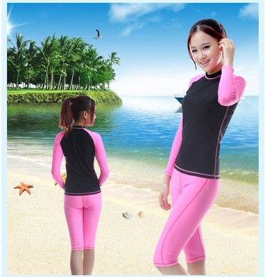 分体潜水衣长袖防晒服泳衣潜水服水母衣冲浪服 紧身游泳上衣|ms