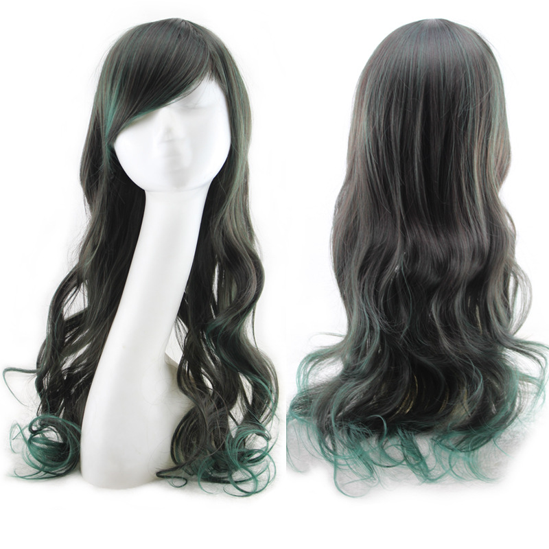 Peluca de pelo sintético Moda Anime Cosplay Fibra química Hermoso Largo Ondulado_voghion.com