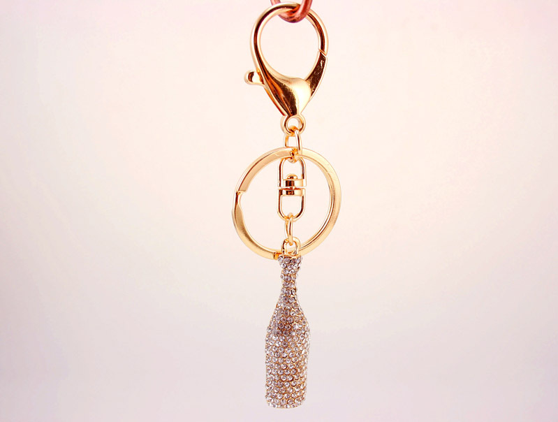 Alloy Material Korean Diamond Crystal Wine Bottle Metal Keychain