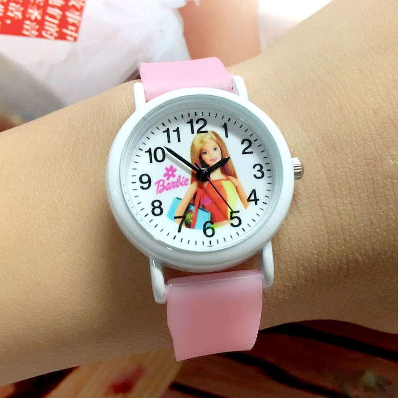 淘宝货源夜光硅胶表带巴比卡通儿童手表女孩石英手表可爱荧光腕表