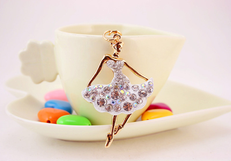 34g Weight Bag Charms Bag Accessories Type Rhinestones Inlay Material Alloy Material Human Pattern Kuxi Ornament Alloy Rhinestone Ballet Girl Car Key Ring Women Bag Accessories Key Chain Small Gift 12
