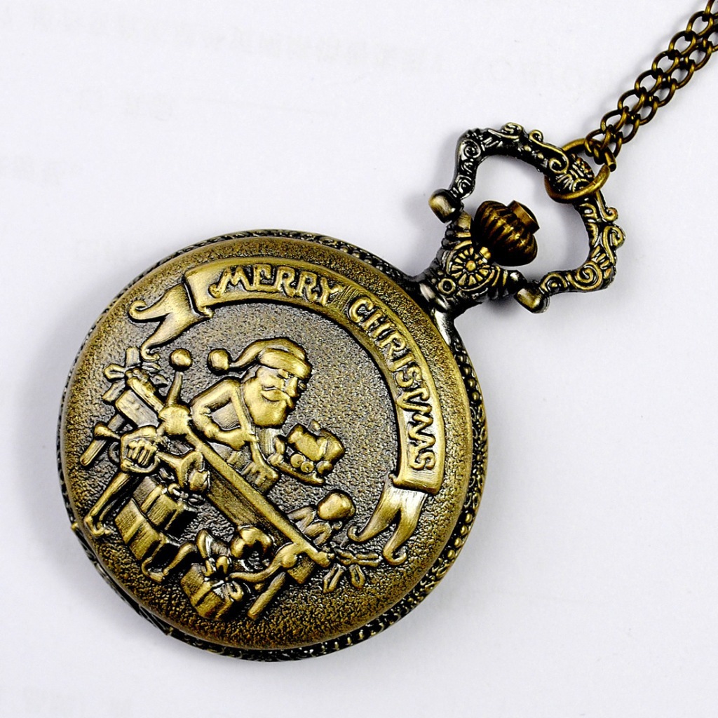 Foreign trade quartz watch large Santa Claus retro pocket watch classical Flip pocket watch manufacturers wholesale 8007
