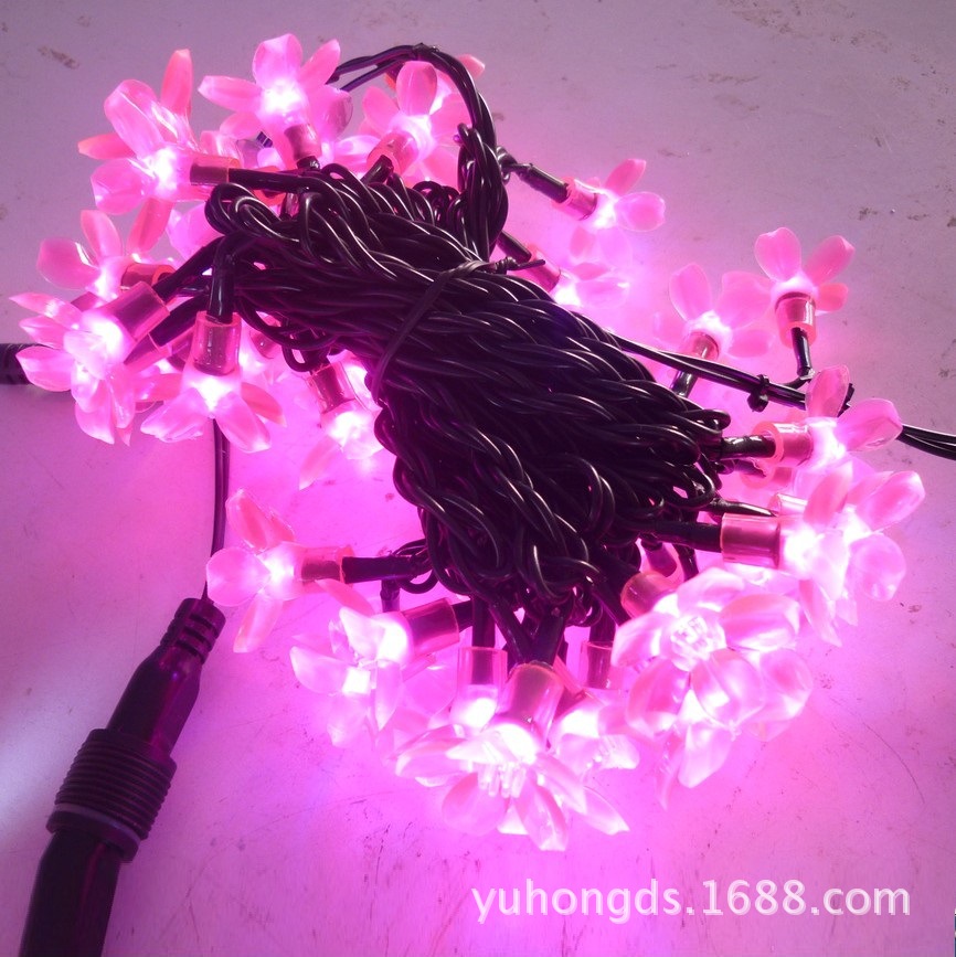 节日灯串厂家桃花灯串 户内外可串兿防水装饰圣诞节日灯|ru