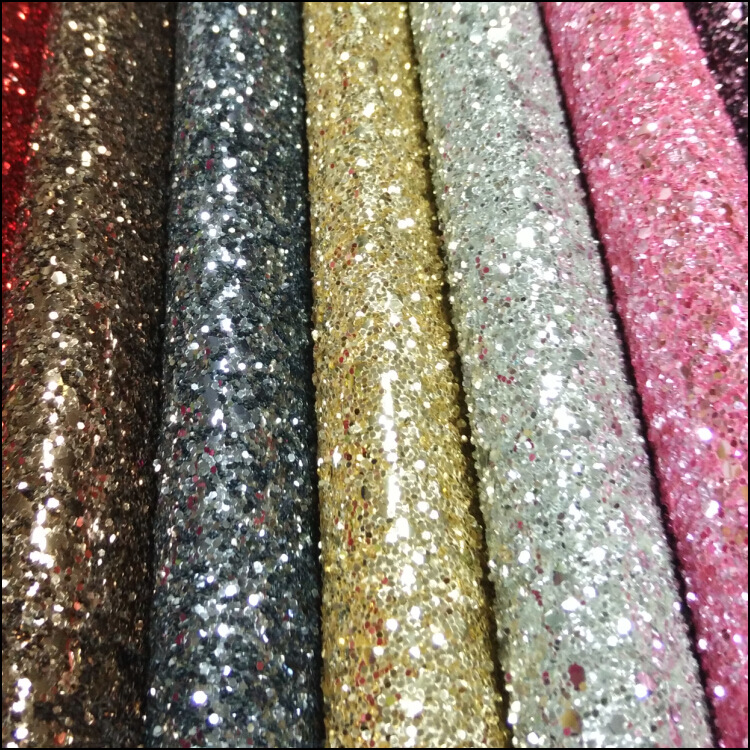 供应撒粉金葱磨砂PU闪光面料 金葱格利特面料  鞋材PU革人造革