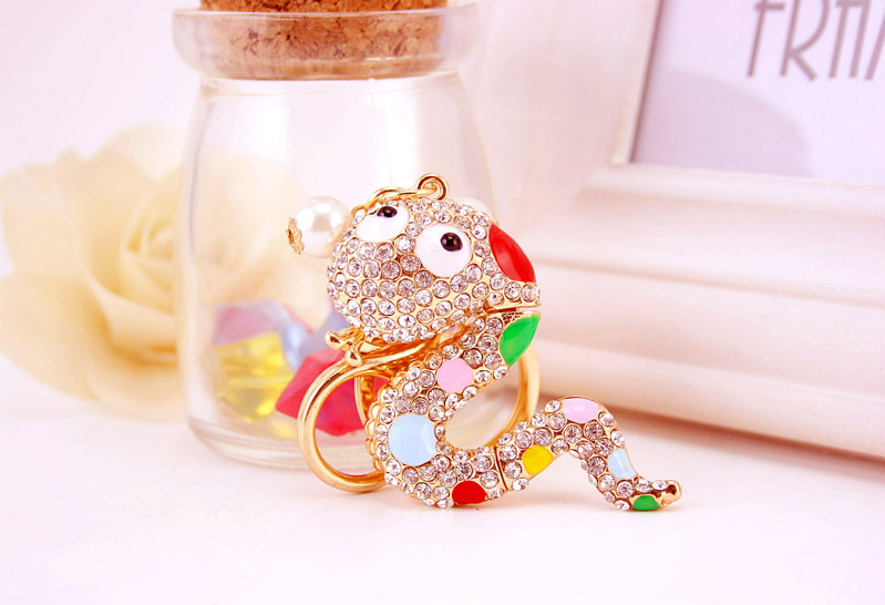 41g Weight Alloy, Metal Material Animal Pattern Unisex Gender Fashion Cute Color Zodiac Snake Keychain 4