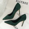 Korean fashion simple thin heel high heel shallow mouth pointed suede sexy thin professional ol women’s single shoes