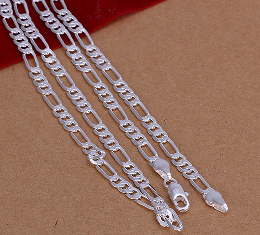 Figaro Chain Necklace For Women Silver Plated Short Collarbone_voghion.com