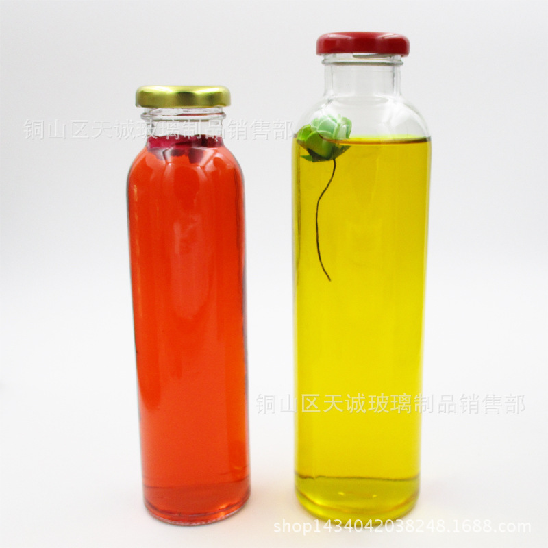 圆形丝口铁盖泡茶瓶310ml玻璃瓶500ml饮料瓶果汁瓶果醋酵素包装瓶