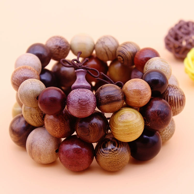 Organic bead bracelet, rosary with round beads, wholesale