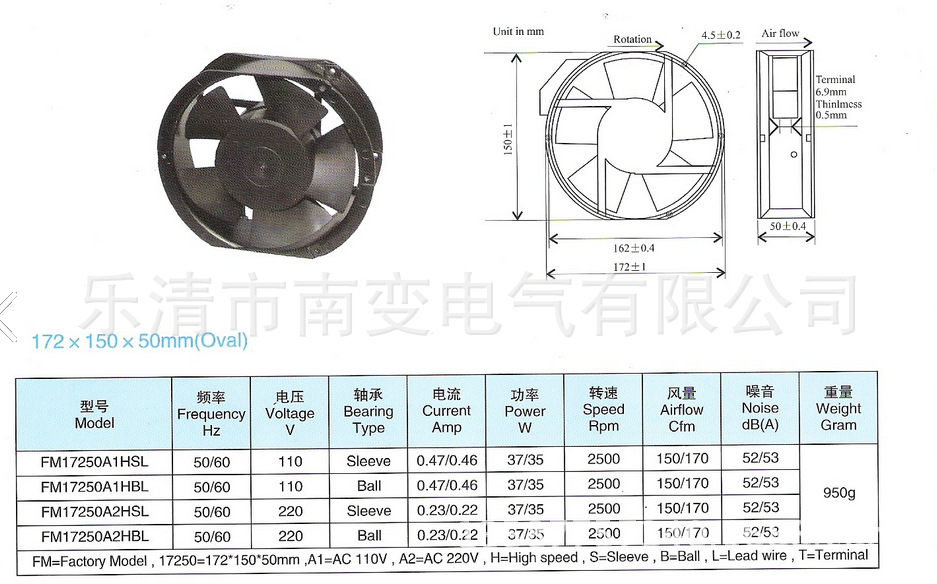 供应散热风机FP-108EX-S1-B 38W 380V 散热风扇椭圆形轴流