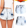 trend jeans high waist light color worn washed rough jeans shorts 