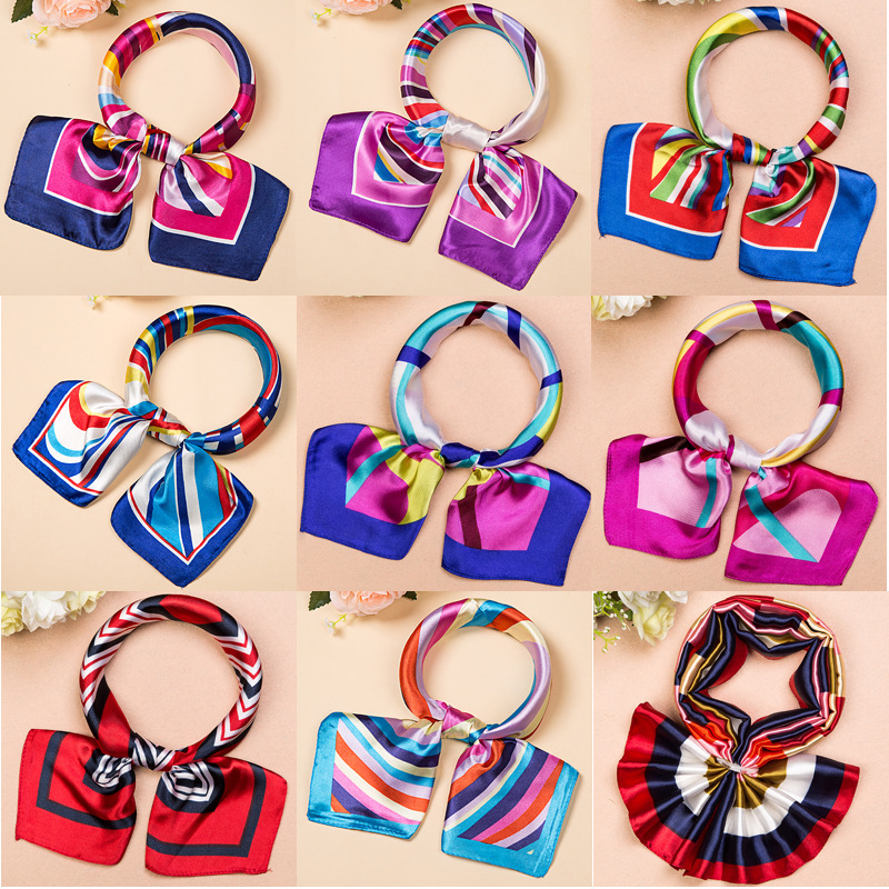 Small Square Scarf, Silk Scarf, Women's Professional Attire, Workwear Decoration, Korean Satin Scarf, Gauze Scarf, Imitation Silk