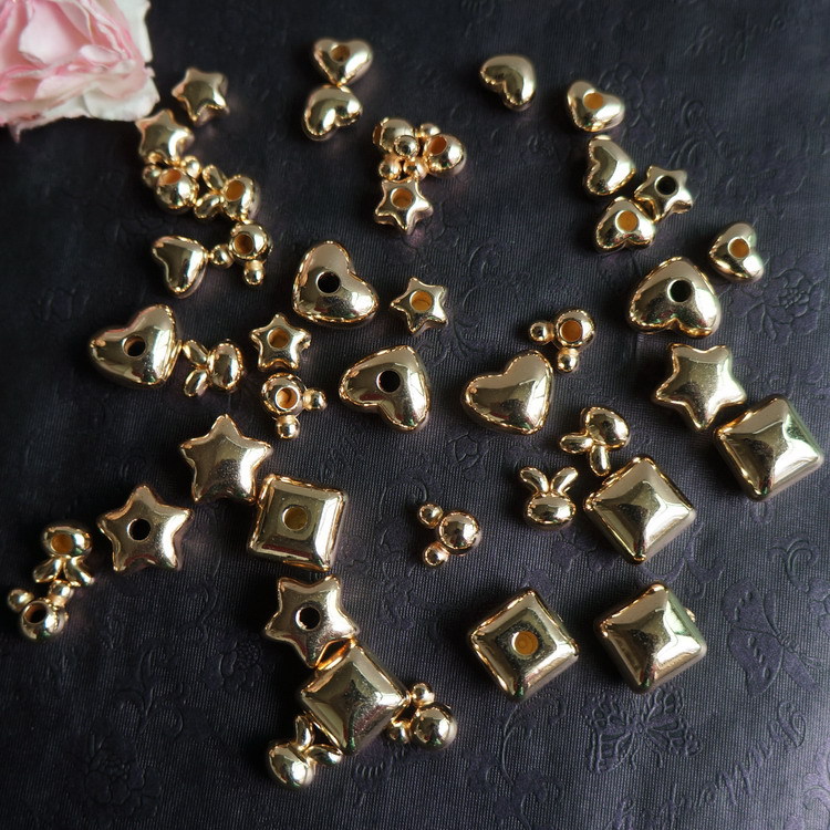 Factory direct sales of single-hole irregular-shaped hair band and hair rope accessories, as well as wholesale of heart-shaped electroplated bead hair accessory accessories detail image 4