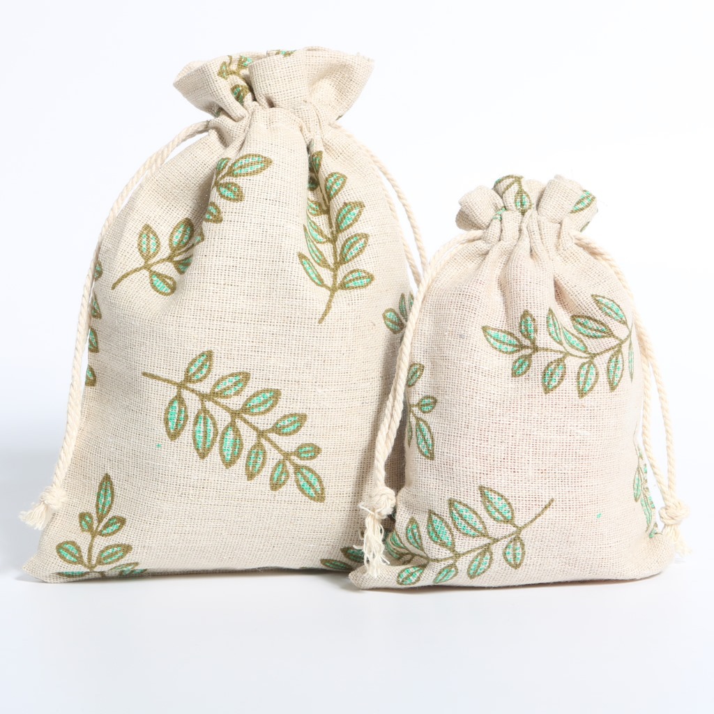 10*13cm Chinese style Green leaf Sack Jewellery reticule Beam port Jewelry Cloth bags