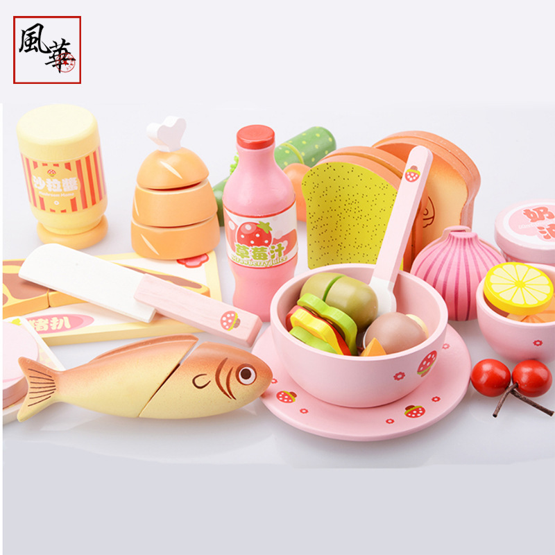 Youmu cena de estilo occidental de madera de simulación de cocina jugar Casa de los niños de corte magnético juguetes de madera de corte