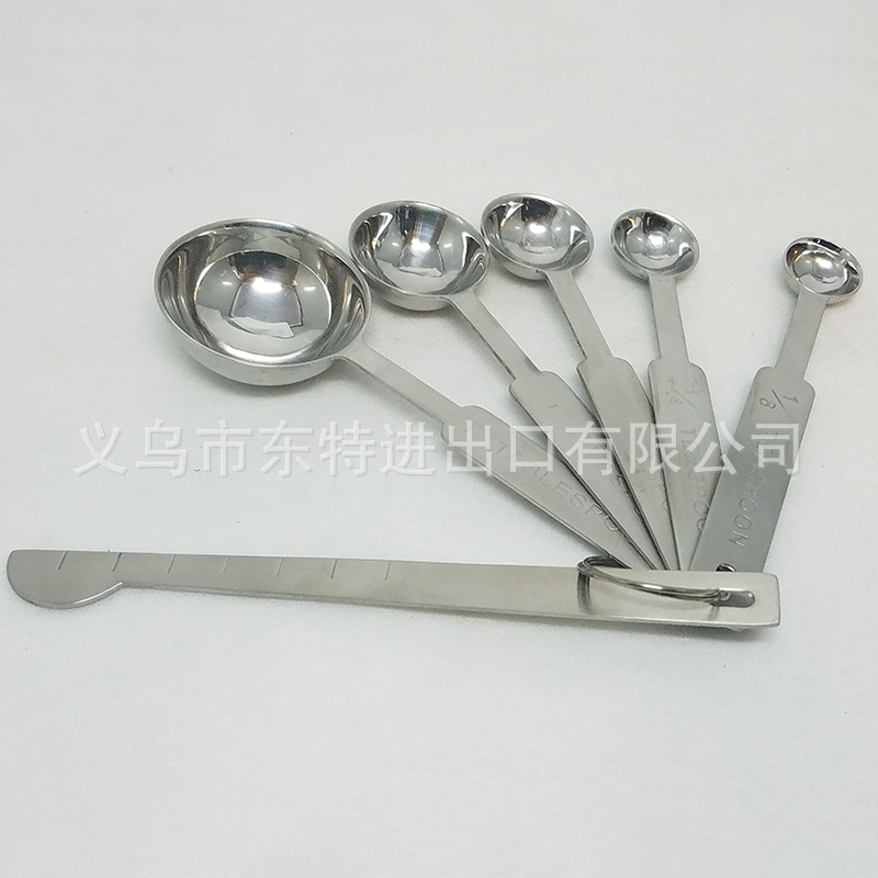Factory direct sales of stainless steel measuring spoons with rulers, 6-piece set, measuring spoon set, thickened and brushed seasoning spoons detail image 11