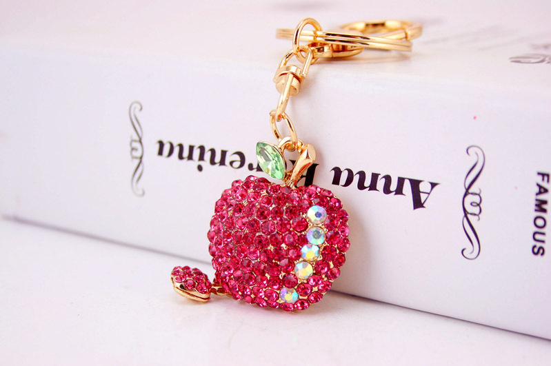 26g Weight Alloy, Metal Material Heart Pattern Unisex Gender White, Pink, Purple, Blue Color Cute Diamond-studded Small  Keychain 3