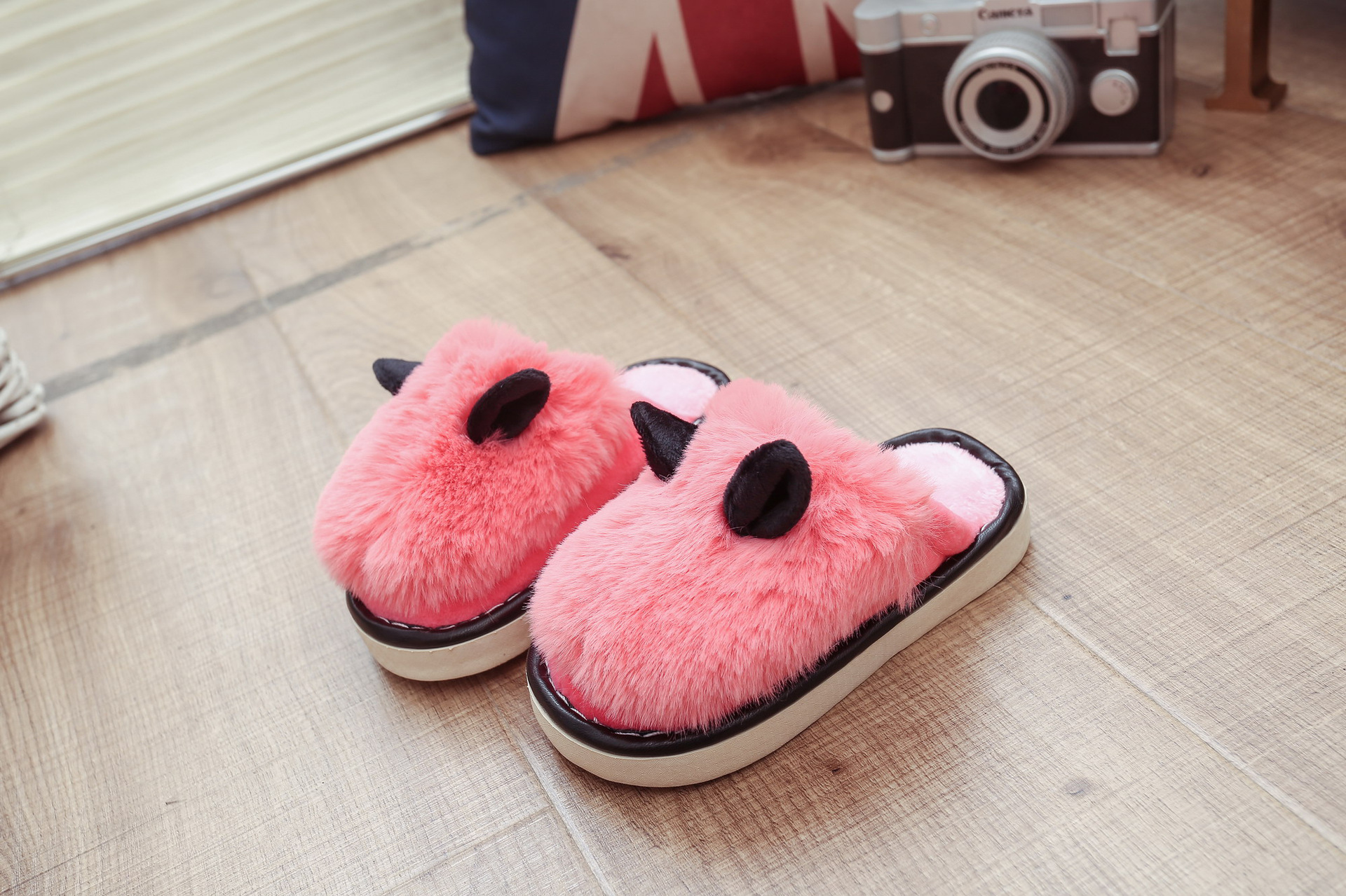 Pantoufles enfants en suède pour hiver - semelle caoutchouc - Ref 1014158 Image 13