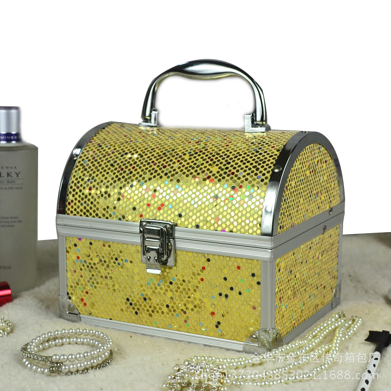 专业化妆师跟妆专用小号便携手提家用铝合金化妆箱多层美甲箱