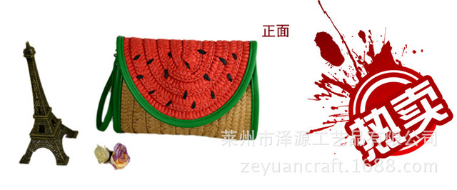 New CA Watermelon Hand-held Woman Straw Bag Manufacturer Direct Selling Straw Bag Hand-woven Bag