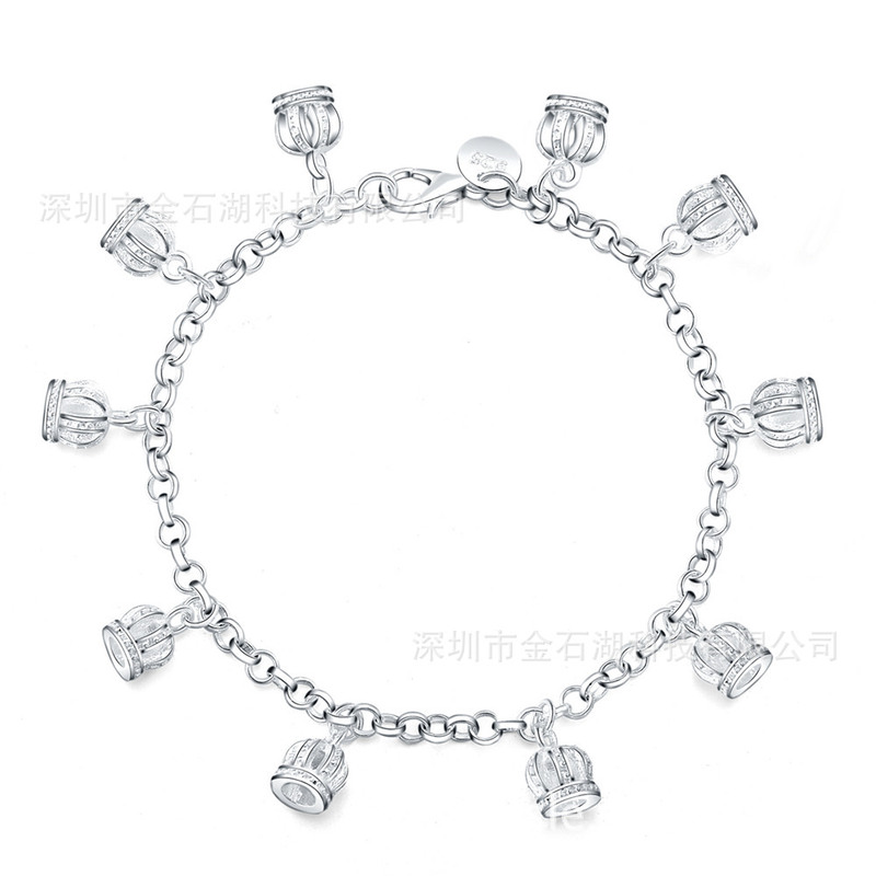 Fashion Korean style 925 silver plated foreign trade hot selling crown women's bracelet EBAY New charm elegant Taobao