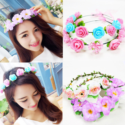 Scenic spot on vacation Garland Hair hoop Headdress bride Photo princess Colorful Garland Headdress Travel? wholesale Manufactor
