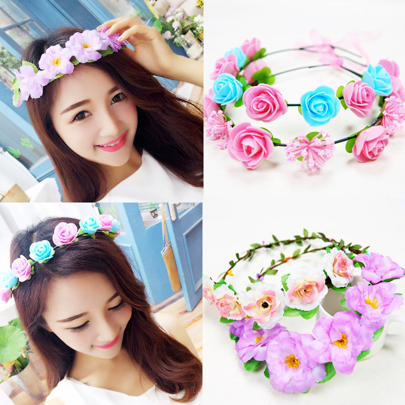 Scenic spot on vacation Garland Hair hoop Headdress bride Photo princess Colorful Garland Headdress Travel? wholesale Manufactor