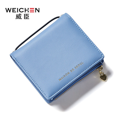 Wesson ví nữ đoạn ngắn sinh viên đơn giản ví nhỏ thời trang nữ ví Hàn Quốc nhỏ tươi dây kéo ví