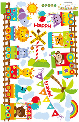 SK9011 Cartoon Animal Train Children's Room Kindergarten Bedroom Living Room Wall Sticker